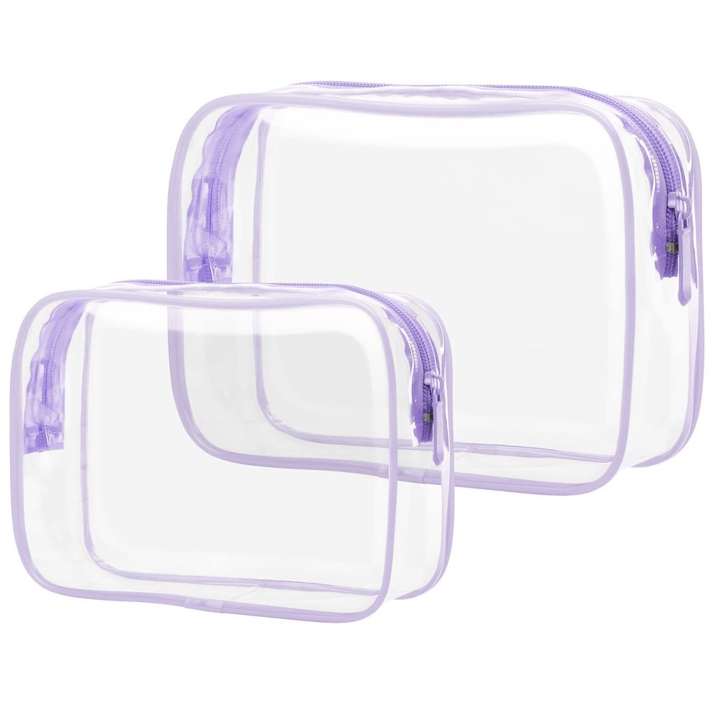Clear Makeup Bags - 2 Pack Tsa Approved Toiletry Bags In 2 Sizes - Travel Bags🙂